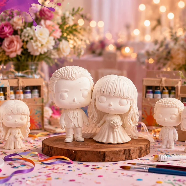 Kit de pareja con dos figuras blancas y pinturas